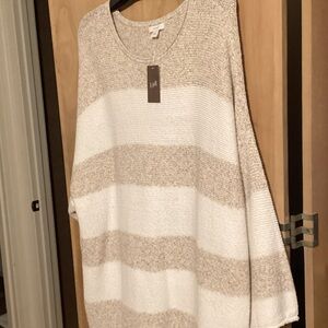 J. Jill Beige and White Striped Sweater